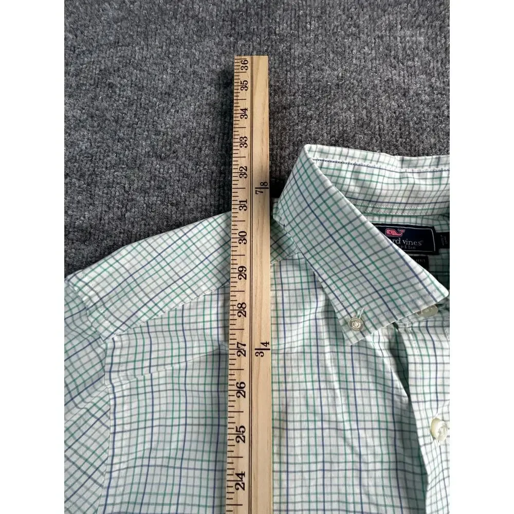 Vineyard Vines Slim Fit Murray Shirt Men's M Green Blue Plaid Cotton Button Down - Picture 7 of 8